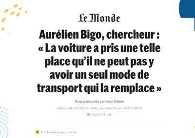 La voiture a pris une telle place qu’il ne peut pas y avoir un seul mode de transport qui la remplace 