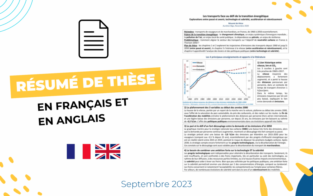 Résumé de thèse en français et en anglais