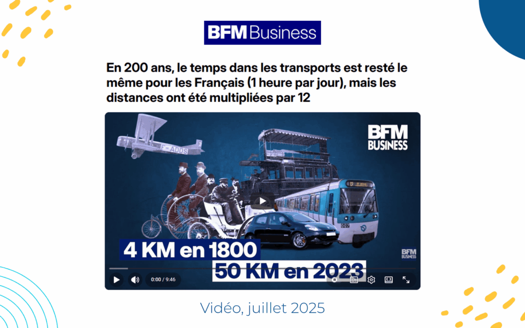 Vidéo BFM Business : En 200 ans, le temps dans les transports est resté le même pour les Français (1 heure par jour), mais les distances ont été multipliées par 12