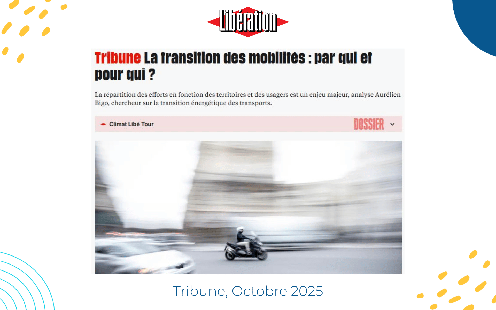 Tribune Libération : « La transition des mobilités, par qui et pour qui ? »